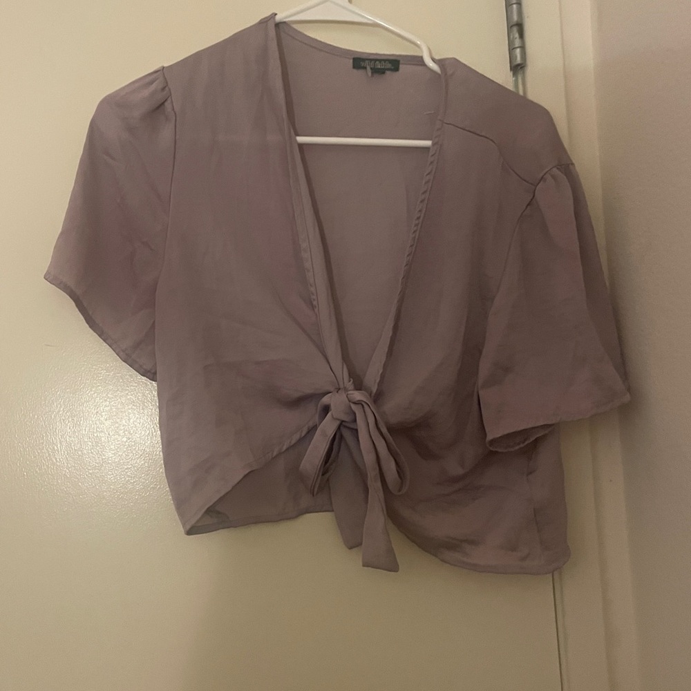 cropped front tie blouse
